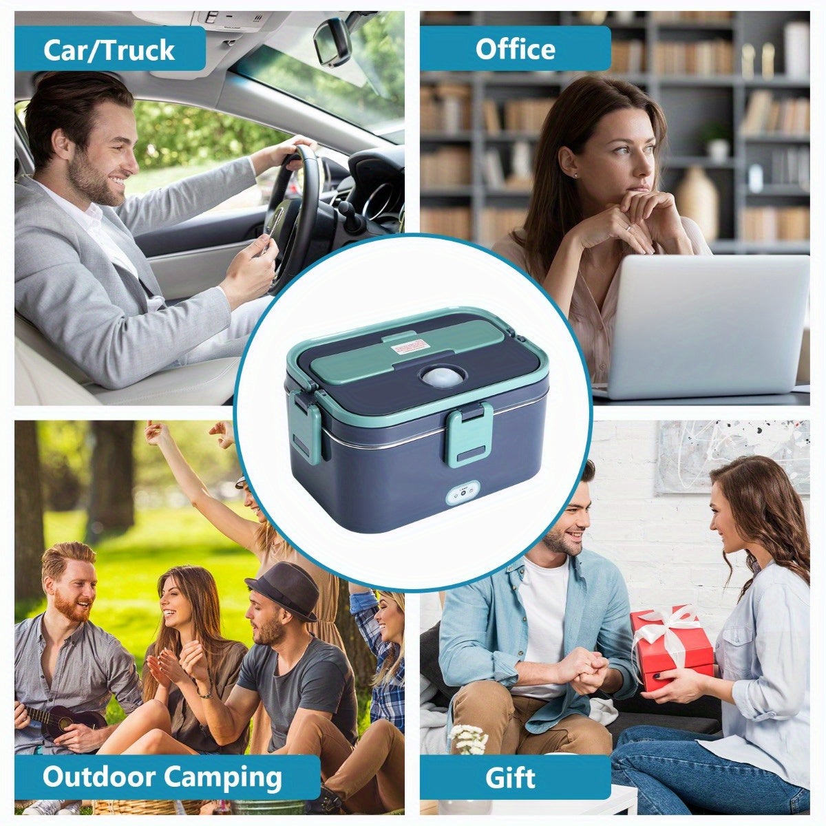 Portable Electric Lunch Box - 1.8L Food Warmer for Car/Truck/Home