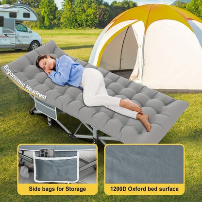 Heavy-Duty Folding Camping Cot with Plush Mattress