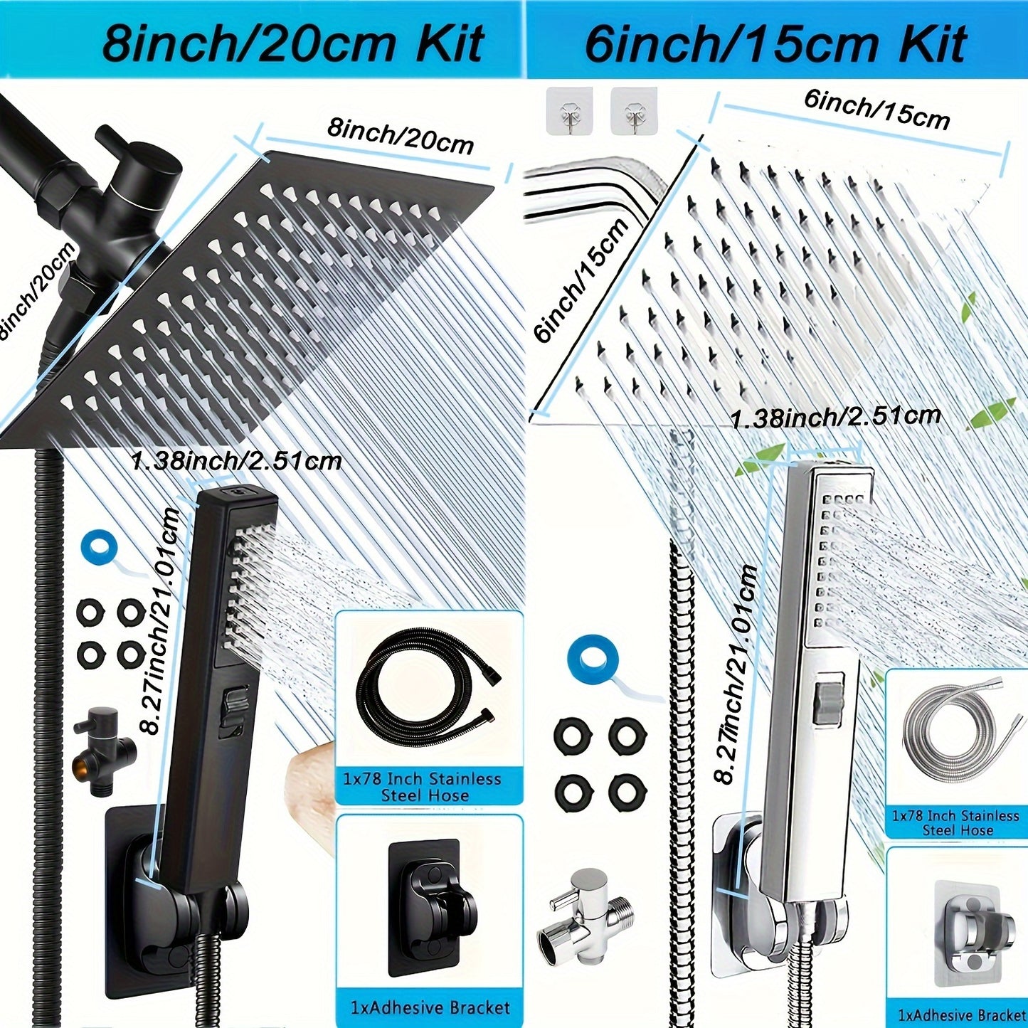 Luxury High Pressure Shower Head Combo Set