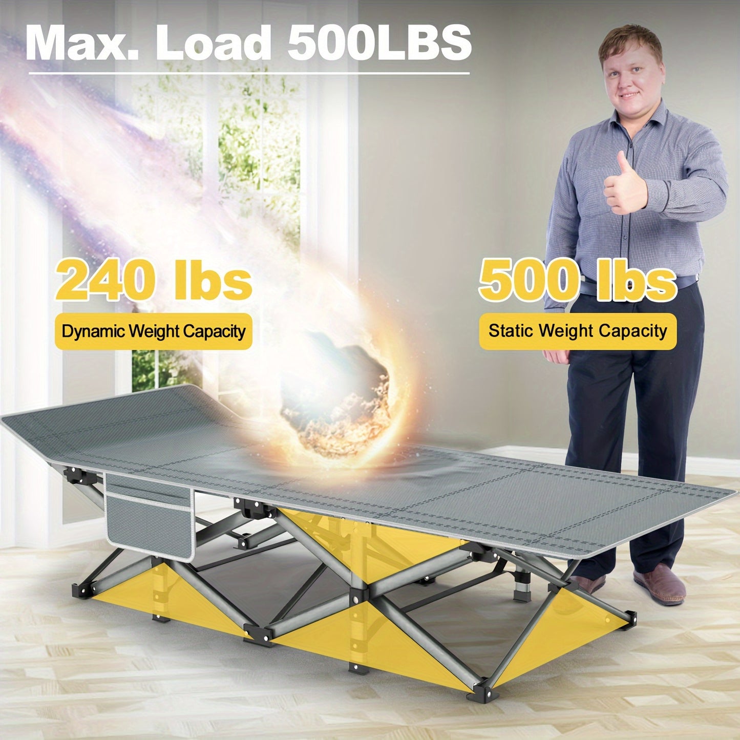 Heavy-Duty Folding Camping Cot with Plush Mattress