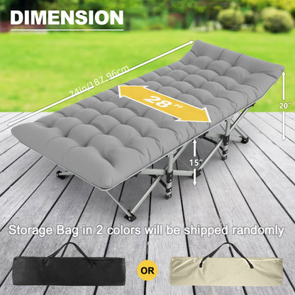 Heavy-Duty Folding Camping Cot with Plush Mattress