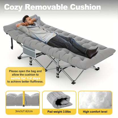 Heavy-Duty Folding Camping Cot with Plush Mattress